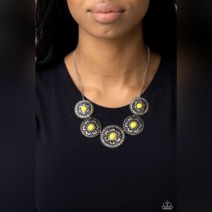 Chrysanthemum Craze Yellow Necklace